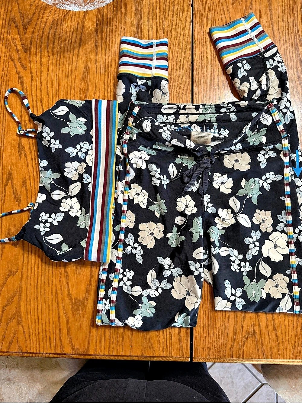 The Upside Floral workout Set in Black Size XS Like New